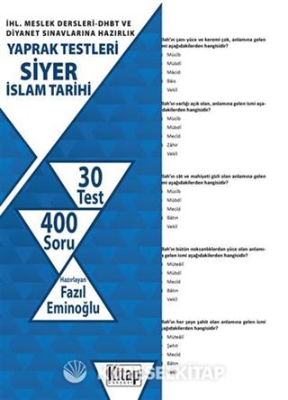 İHL. Meslek Dersleri-DHBT ve Diyanet Sınavlarına Hazırlık Yaprak Testleri Siyer - İslam Tarihi