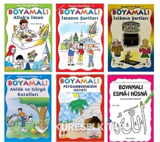 Çocuklar İçin Boyamalı Dini Bilgiler Seti (6 Kitap)