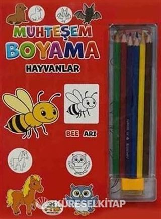 Muhteşem Boyama - Hayvanlar + 6lı Boya Kalemi