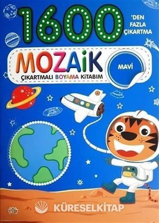 Mozaik Çıkartmalı Boyama Kitabı Mavi 1600'den Fazla Çıkartma