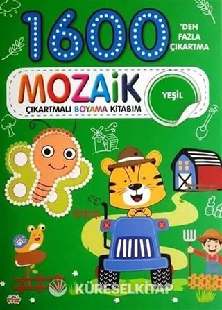 Mozaik Çıkartmalı Boyama Kitabı Yeşil 1600'den Fazla Çıkartma