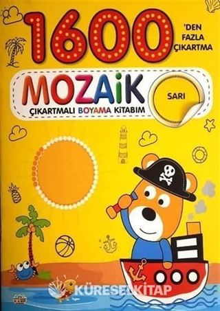 Mozaik Çıkartmalı Boyama Kitabı Sarı 1600'den Fazla Çıkartma